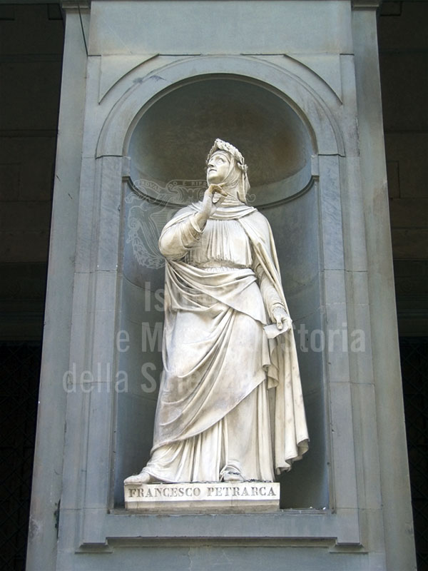 Statue of Francesco Petrarca, the Uffizi Loggia, Florence.