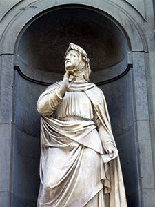 Statue of Francesco Petrarca, the Uffizi Loggia, Florence.