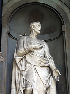 Statue of Amerigo Vespucci, the Uffizi Loggia, Florence.
