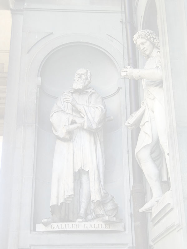 Statues of Galileo Galilei e Pier Antonio Micheli, the Uffizi Loggia, Florence.