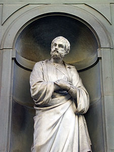 Statue of Andrea Cesalpino, the Uffizi Loggia, Florence.