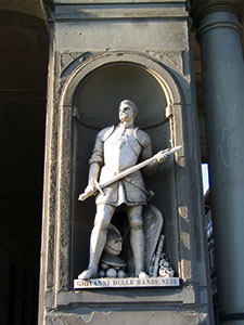 Statue of Giovanni dalle Bande Nere, the Uffizi Loggia, Florence.