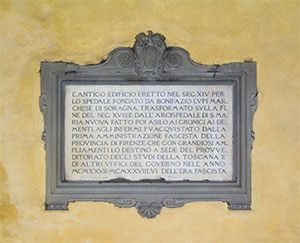 Lapide commemorativa, ex Ospedale di Bonifazio, Firenze