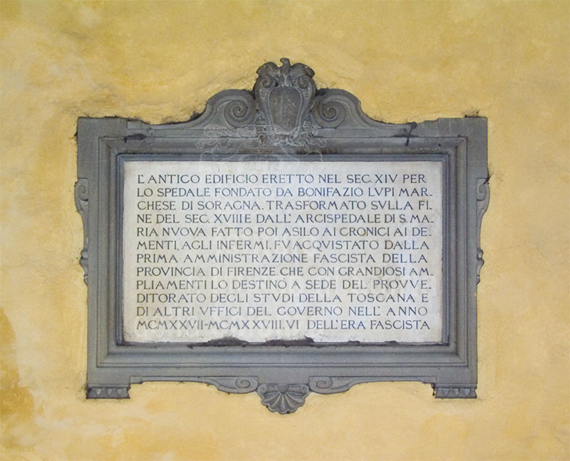 Lapide commemorativa, ex Ospedale di Bonifazio, Firenze