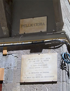 Ancient seat of the Accademia della Crusca in Via Pellicceria, Florence.
