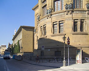 Side wall of the Central National Library of Florence.