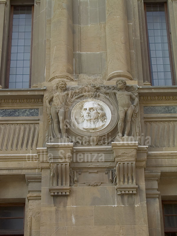 Bas-relief on the facade of the Central National Library of Florence.