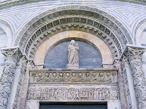Detail of the exterior of the Cathedral, Pisa.