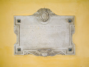 Inscription on stone tablet in the courtyard of the United Hospitals of Santa Chiara, Pisa.
