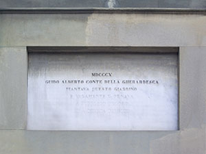 Commemorative plaque to Count Guido Alberto della Gherardesca who installed the Gherardesca Garden, Florence