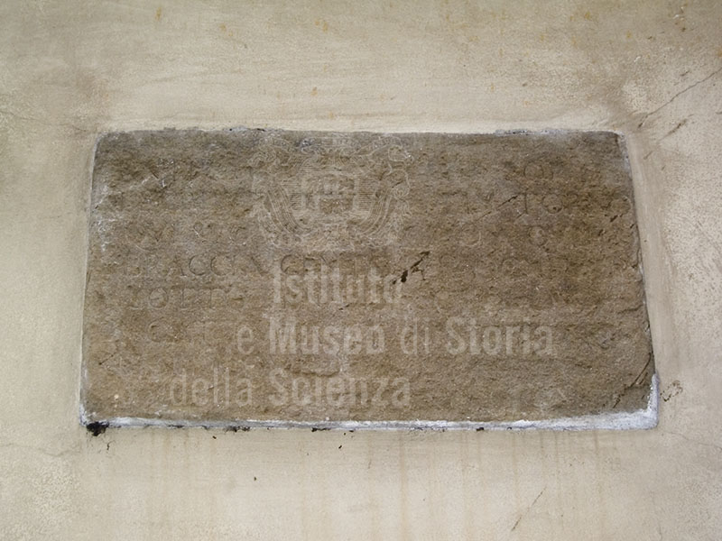 Memorial stone on the faade of the Liceo Classico "Michelangiolo", Florence.