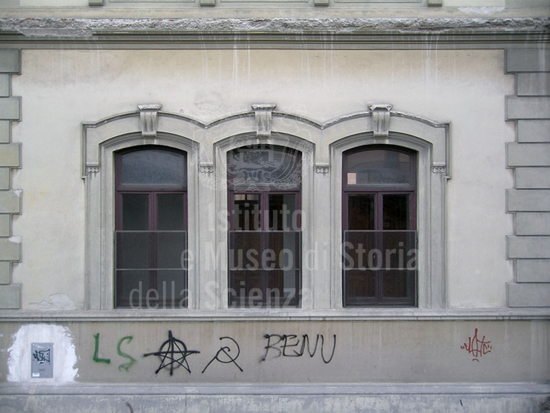 Detail of the faade of the State Linguistic and Social Pedagogical Liceo "Giovanni Pascoli", Florence.