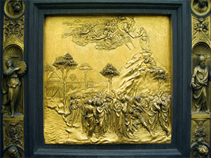 Bas-relief on the door of the Baptistery, Florence.