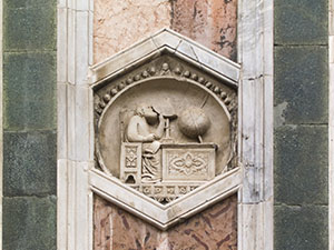 Copia della formella dell'Astronomia collocata sul Campanile di Giotto, Firenze.