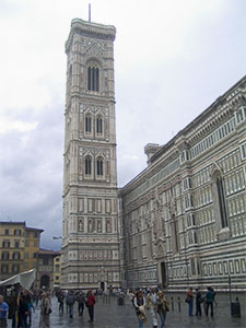 Giotto's Bell Tower in Florence, seen from Via dell'Oriuolo.