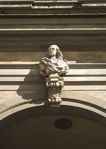 Portrait bust on the faade of the  Hospital of Santa Maria Nuova, Florence.