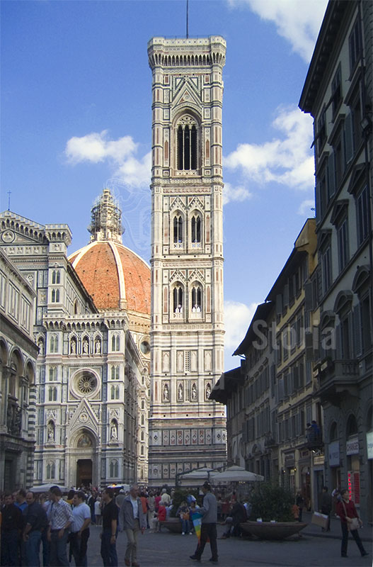 Giotto's Bell Tower in Florence, seen from Via de' Pecori.