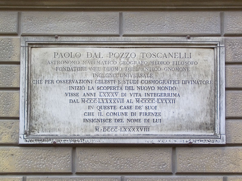Lapide sul Palazzo dal Pozzo Toscanelli, Firenze.