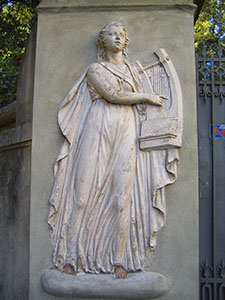 Bas-relief on the left pilaster of the entrance of the Corsi Garden on Via Romana, Florence.