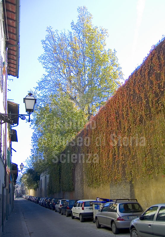 Muro perimetrale del Giardino Torrigiani su via del Campuccio, Firenze.