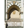 Ancient gothic tomb at the base of the facade of Santa Maria Novella, Florence.