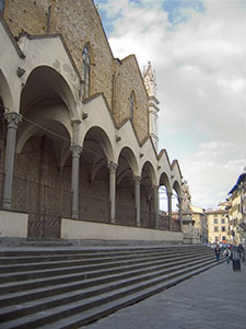 Left side of the Monumental Complex of Santa Croce, Florence.