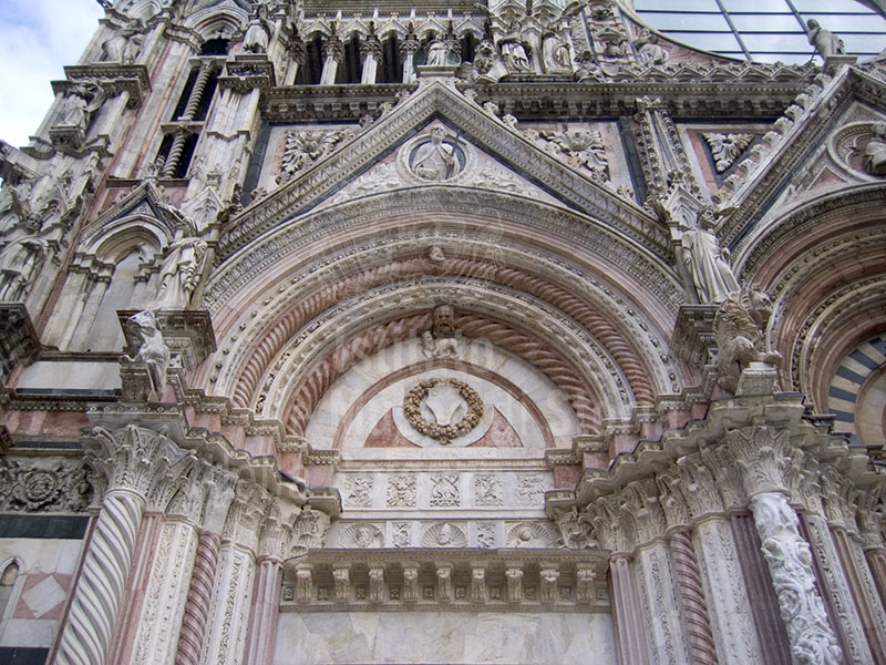 Decorations on the facade of the Cathedral of Siena.