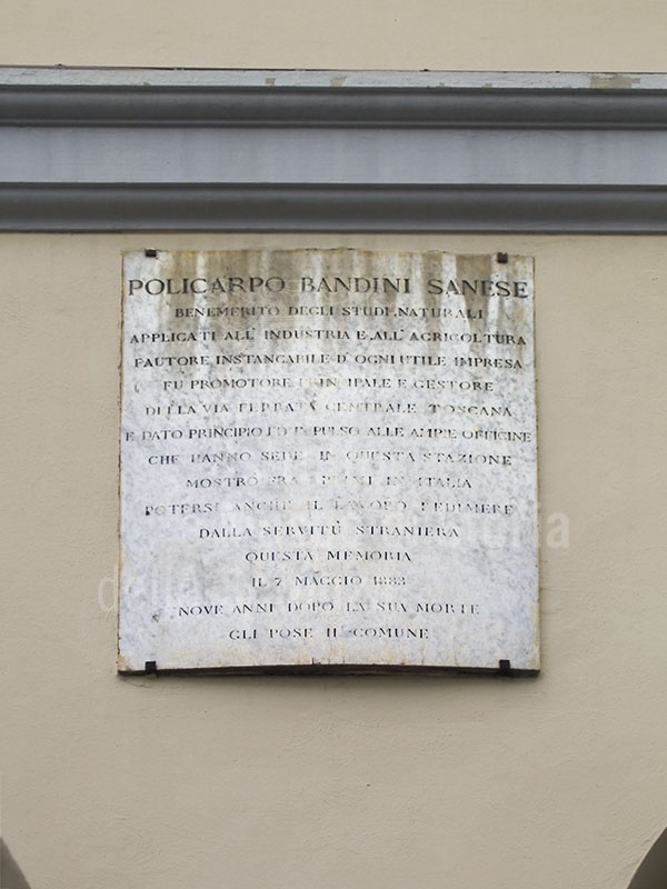 Plaque on the Former Central Railway Station of Siena.