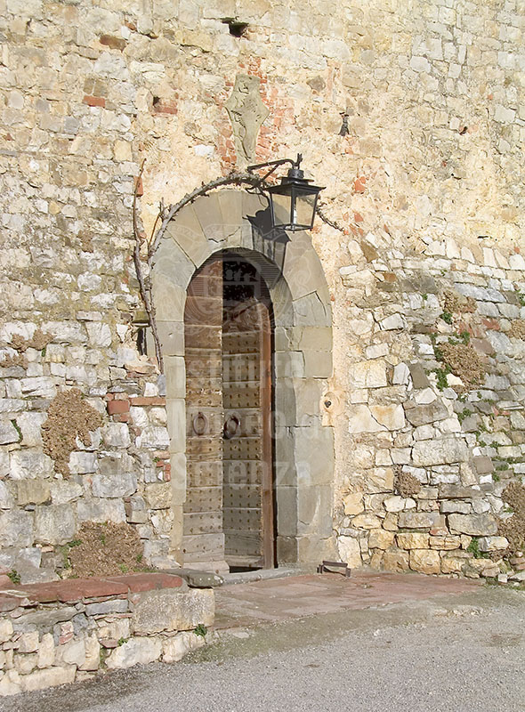 Main door of Meleto castle, Gaiole in Chianti.