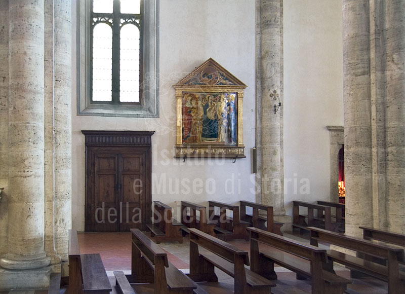 The interior of the Cathedral of Pienza with the walls free of frescoes, in accordance with the edict of Pius II.