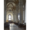 The interior of the Cathedral of Pienza.  Note, on the floor, the traces of the pre-existing church.