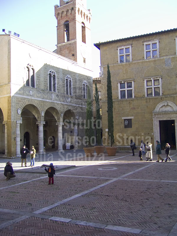 Town Hall and the Bishop's Palace in the Piazza di Pienza.