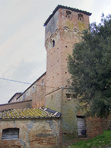 One of the fortified towers of the Cuna Grange, Monteroni d'Arbia.