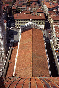 The Cathedral of Santa Maria del Fiore seen from Brunelleschi's Dome, Florence.