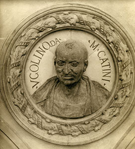 Marmoreal bust of  Ugolino Caccini, known as Ugolino da Montecatini.
