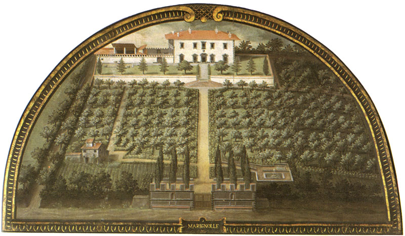 Medici Villa of Marignolle. Lunette by Giusto Utens , 1599-1602 (Museo "Firenze com'era", Firenze).
