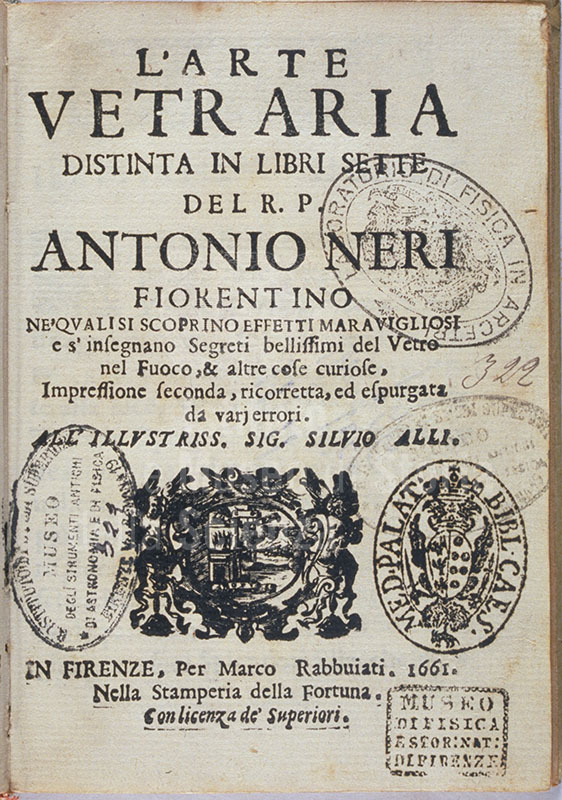 ANTONIO NERI, L'arte vetraria ..., Florence, 1661