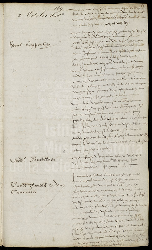 Minute Book of the States General of the Netherlands Patent Application of Hans Lipperhey, 2 October 1608